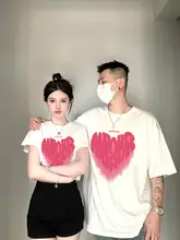 愛のデザイン！カップル用 半袖Tシャツ【長袖・短袖・トレンドスタイル】（セットアップ対応）