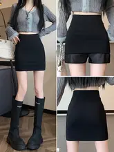 黒色タイトミニスカート【秋春用・防透け・Aライン・フィット感抜群】