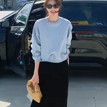 秋冬用 薄手長袖カジュアルプルオーバー【ラウンドネック・ゆったりシルエット・女性用】