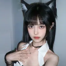 黒い猫耳付きヘアバンド【コスプレ用・可愛いプラッシュ・イベント用】