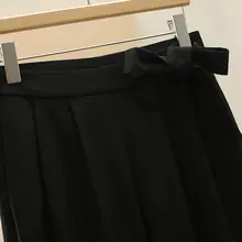 ハイウエストのリボン付きルーズフィットカジュアルパンツ【冬用・九 分丈・スタイルアップ】（セットアップ対応）