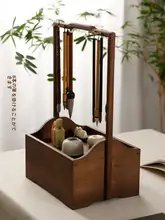 胡桃木製 筆掛け収納ボックス【文房具用・毛筆スタンド・多宝閣デザイン】