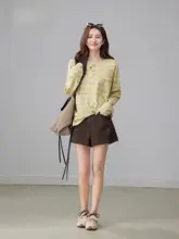 コーヒーカラーのワイドパンツ【ハイウエスト・女性・体型カバー】