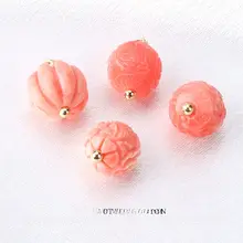 ピンクの金具付き花飾りボタン【復古スタイル・樹脂製・DIY装飾用】