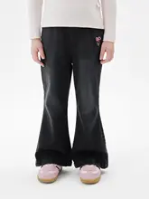 女児用 ウエストゴム付き デニムパンツ【極上の柔らかさ・ミニフレア・秋用】