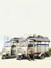 60年代・70年代サイゴンオートリキシャバイク【ダブルカー・精密モデル】（セットアップ対応）
