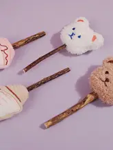 猫用 かわいいキャラクターの毛付きアイスクリーム型歯磨きおもちゃ【木天蓼付き・解消】