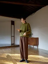 秋冬用ストレートパンツ【ウエストゴム・カジュアル・ブラウン】