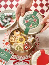 クリスマス用円形アイアン缶【クッキー・ゴールドパッケージ】