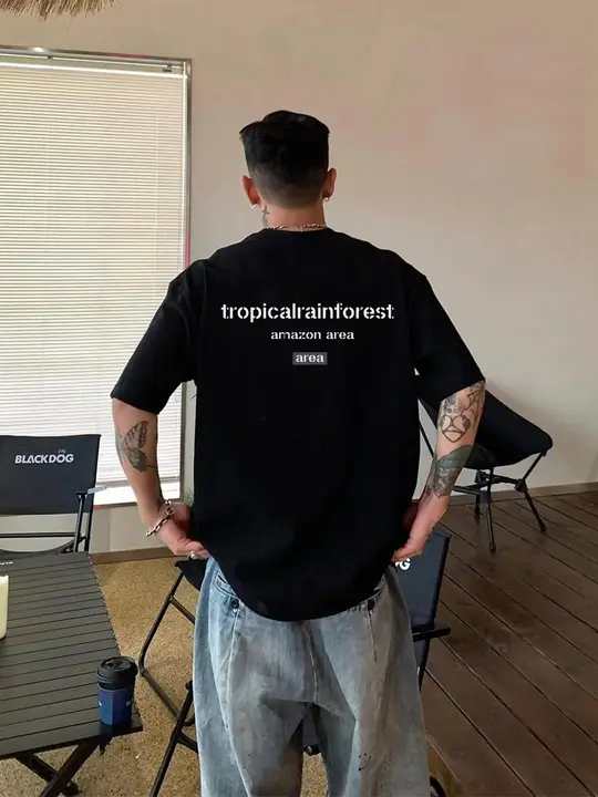 カジュアルヒップホップスタイル 半袖Tシャツ【高級感あるコットン・小さな襟】