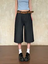 クロップドパンツ レディース 原色デニム ワイド ストレート ルーズ ヴィンテージ 夏