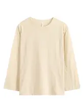 Tシャツ レディース 長袖 ラウンドネック 綿100% ルーズ 吸汗 通気性 アプリコット ルームウェア 部屋着 お出かけ 春 秋