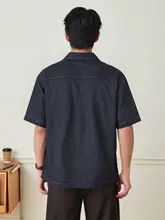 シンプルなデニムシャツ【メンズ・半袖・フィット】