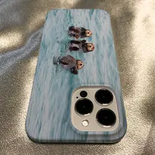 iPhone 16 Pro Max対応 三匹のカワウソデザインスマホケース【防摔・フルカバー・マット仕上げ】
