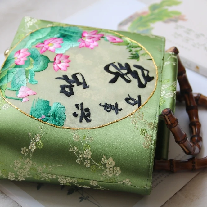 手提げ式竹節デザイン刺繍トートバッグ：軽量で耐久性のある中国風通勤バッグの実用性解析