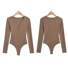 ボタン付きヘンリーネックロンパース【フィット感・長袖・タイト】