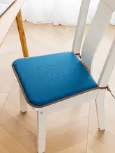 滑り止め付き麻・綿製ダイニングチェアクッション【シンプルデザイン・バンジー付き・蹄形】