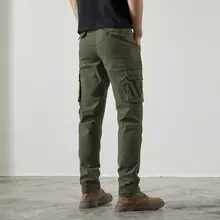 カジュアルミリタリースタイル メンズスリムストレートパンツ【春秋用・軍用グリーン・ストレッチ】