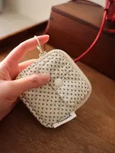 かわいいドットデザインの耳電話アクセサリー収納ポーチ【小型・ブルートゥース耳電話用】