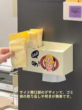 磁石式冷蔵庫用収納ラック【穴あけ不要・壁掛け・キッチン用・ティッシュ・ラップ・ゴミ袋収納】