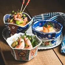 六角形の和食用碗【懐石料理・業務用・レトロデザイン】