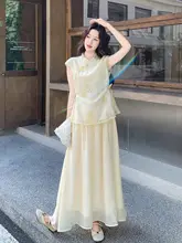 優雅な中国風刺繍ブラウスとスカート【夏用・半身スカート・気質アップ・二点セット】（セットアップ対応）
