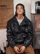 春用 本革ライダーズジャケット【メンズ・スタンドカラー・ヒップホップスタイル】