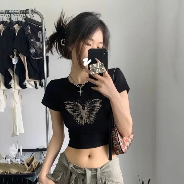 K-POPアイドルパフォーマンス用ジャズダンスTシャツ【ブラック・短袖】