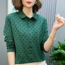 ポロ襟の綿100%ボーダー長袖シャツ【フィット・カジュアル】