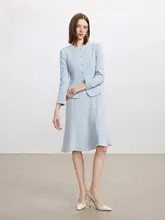 秋にぴったりな高級感あふれるスーツドレス【女性用・デザインワンピース・ジャケット付き】（セットアップ対応）