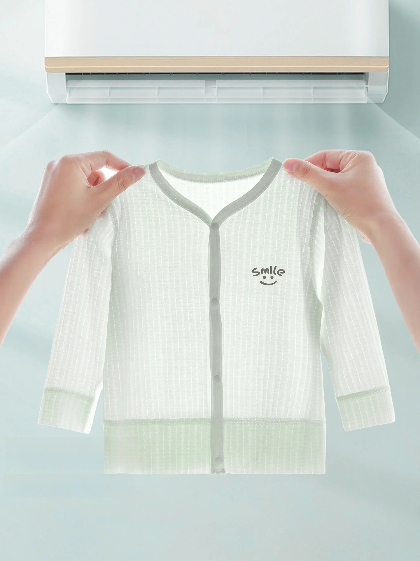 夏用乳幼児カーディガン：UVカット対応の軽量棉混紡で外出時の快適性を実現