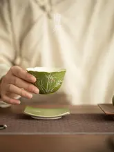 竹影デザインの四方型コースター【新中式・陶器製・防熱】