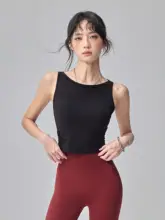 胸パッド付きスポーツタンクトップ【防震・ヨガ・ランニング・フィットネス用・ノースリーブ】