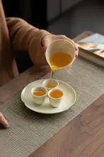 古風な陶器製茶器セット【青灰釉・お茶受け皿・ドライ浸漬用トレイ】（セットアップ対応）