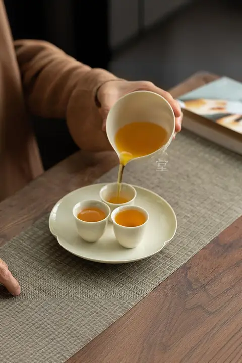 古風な陶器製茶器セット【青灰釉・お茶受け皿・ドライ浸漬用トレイ】（セットアップ対応）