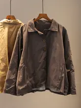 秋用快適コットン素材 無地で合わせやすい麻風のゆったりジャケット【ダブルレイヤー・通勤用・カーディガン】