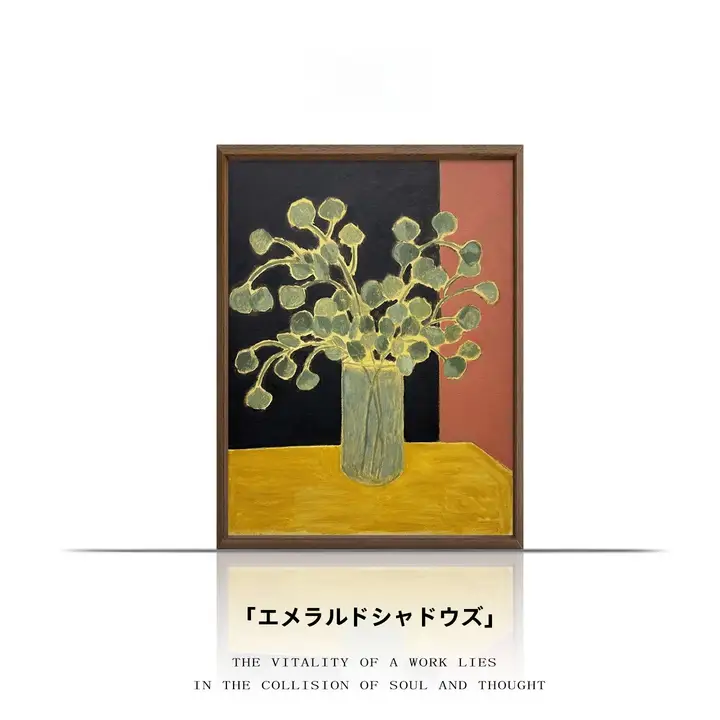 新中式スタイルの油絵【手描き・リビングや書斎の装飾用】