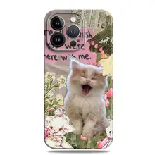 ケース iPhone14 対応 微笑み猫 硬い デザイン エレガント 全面カバー