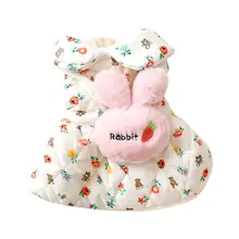 加绒のうさぎデザイン犬用コットン服【冬用・四足・保温・短丈】
