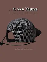 チェック柄レトロキャップ【親子兼用・薄手・平つば・ストリートスタイル】