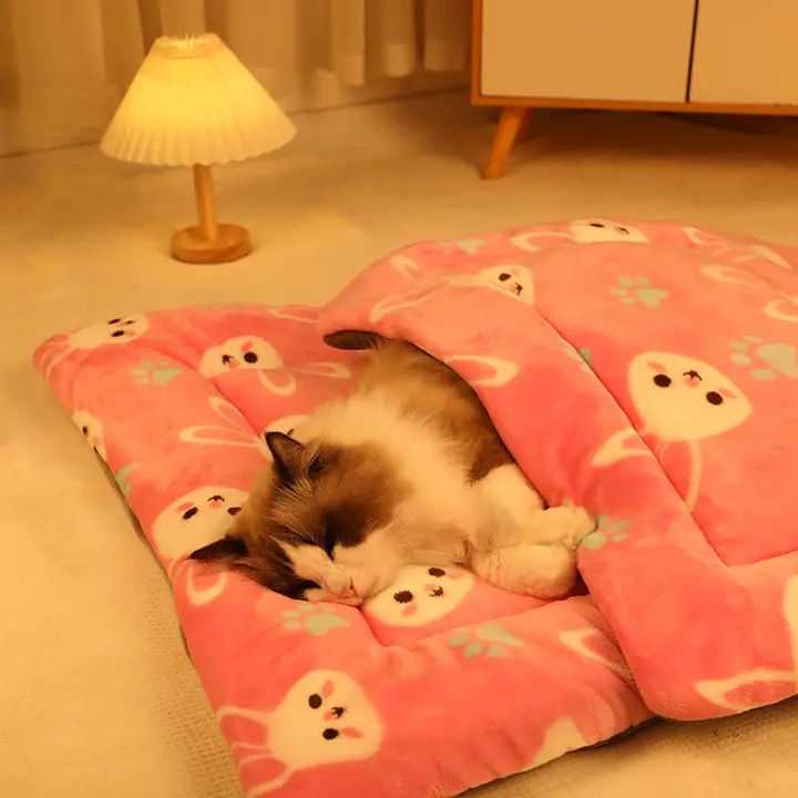 ペット用フランネル製ダブルフェイス毛布【保温・厚手・冬用・犬猫用寝具】