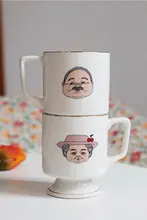 可愛いレトロ金縁陶器マグカップ【カップル用・個性的なプレゼント】