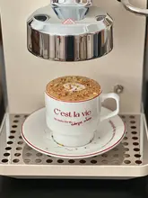 フランス風レトロコーヒーカップ＆ソーサー【赤文字デザイン・アフタヌーンティー用・ギフトにも最適】