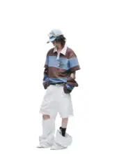 夏用デザインのパンツ【ジッパー調節・手作りスタッズ】（セットアップ対応）