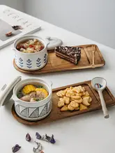 シンプルな木製長方形トレイ【家庭用・お茶やスナック収納に最適】