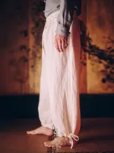 中国風リネン束脚パンツ【秋冬用・リラクシングスタイル】