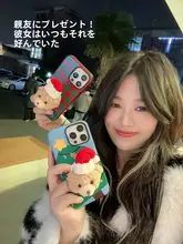 クリスマスデザインの全包型スマホケース【iPhone用・レンズ保護付き・女性向け】