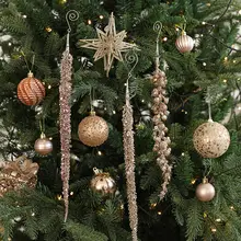 華やかな金色の果実付き流れ飾り【クリスマスツリー用・藤製】