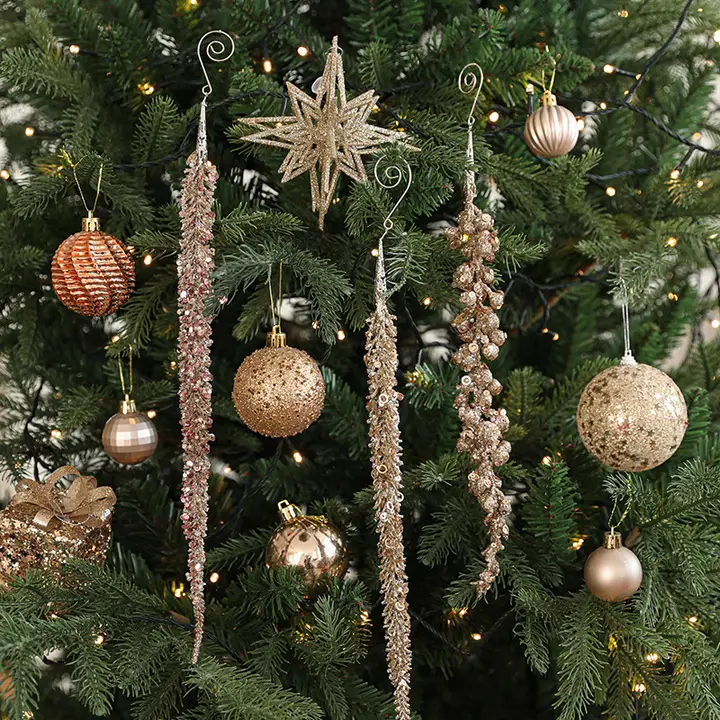 華やかな金色の果実付き流れ飾り【クリスマスツリー用・藤製】