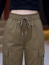 カジュアルな女性用ワークパンツ【ハイウエスト・フィット・テーパードデザイン・チュニックパンツ】（セットアップ対応）